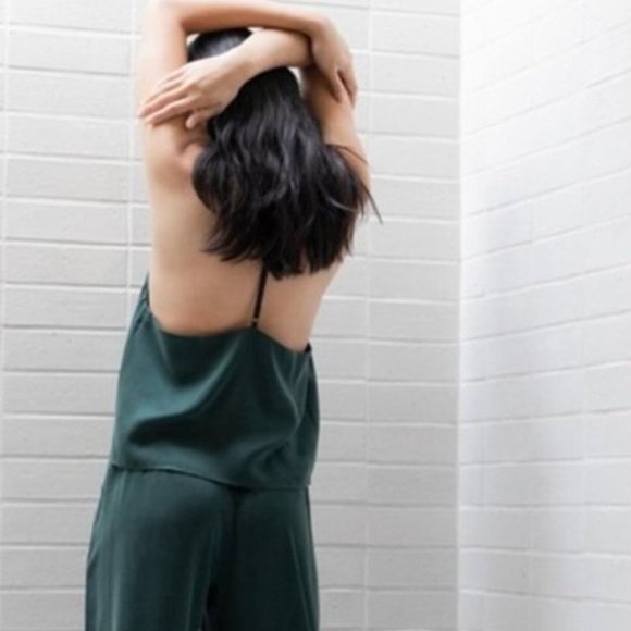 Lunya 100% Washable Silk T-Back Tank Cami Emerald Green Medium M - Picture 2 of 8